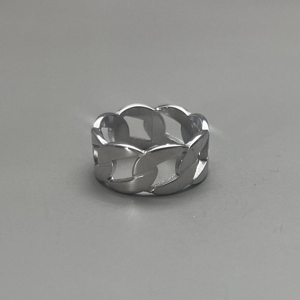 Y2k vintage silver cuban link ring size 8